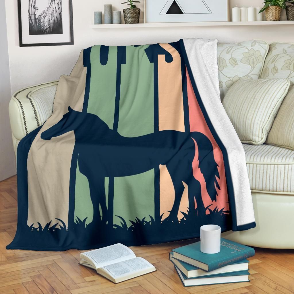 Horse Sherpa Fleece Blanket