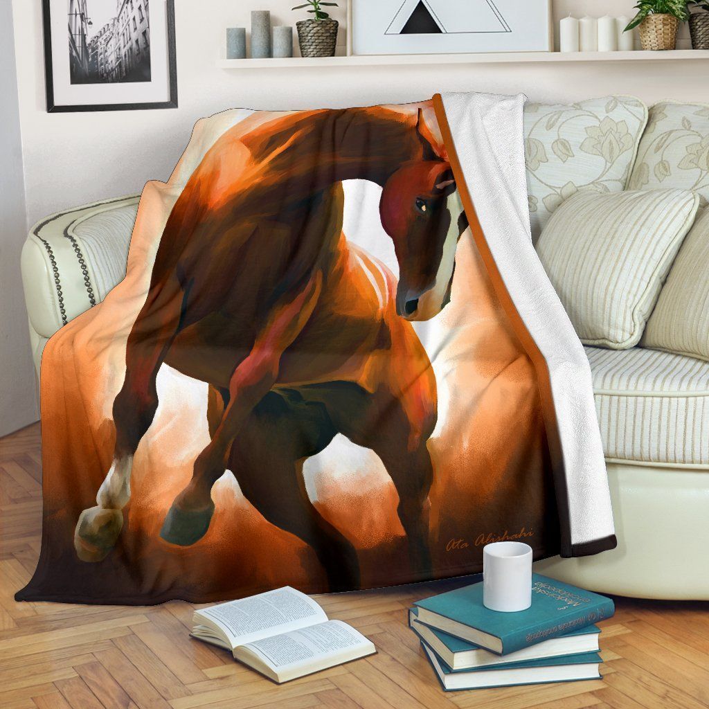 Horse Sherpa Fleece Blanket