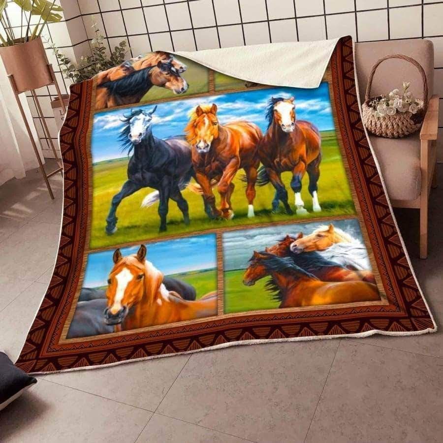 Horse Sherpa Fleece Blanket