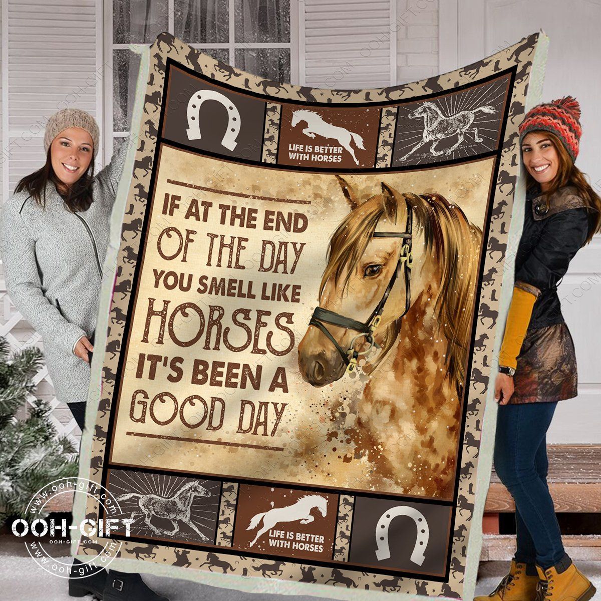 Horse Sherpa Fleece Blanket