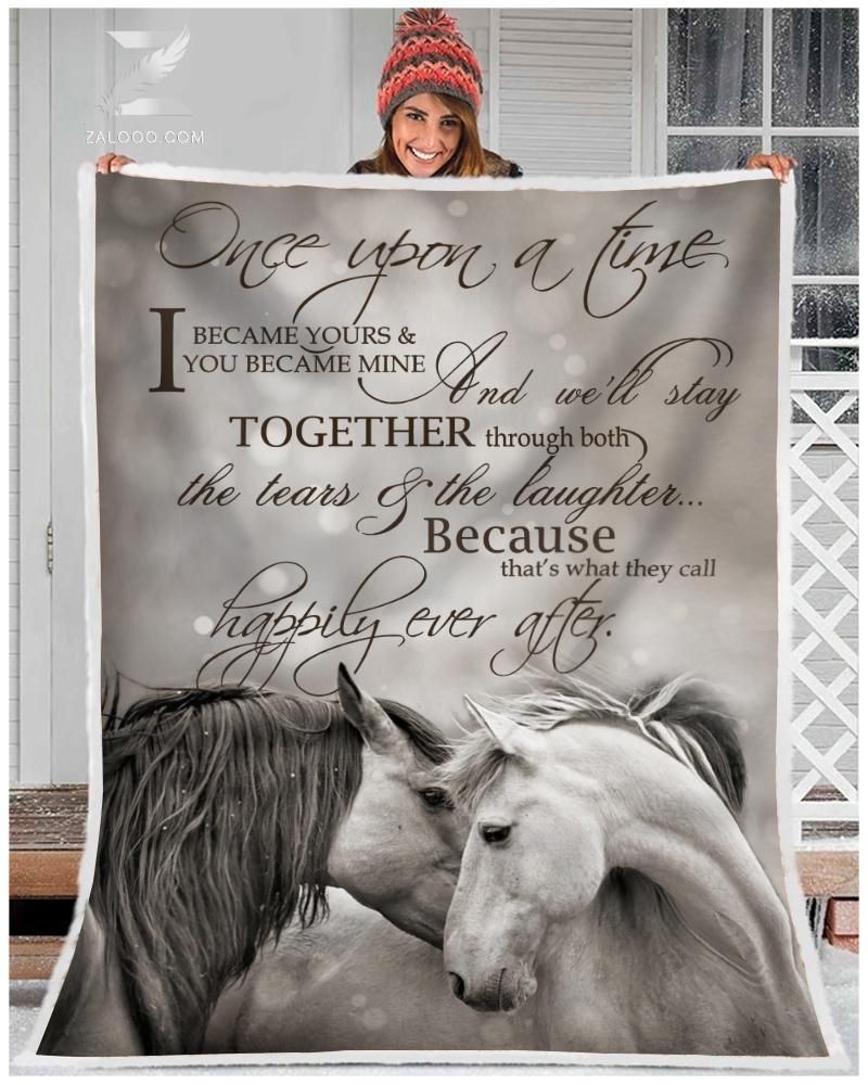 Horse Sherpa Fleece Blanket