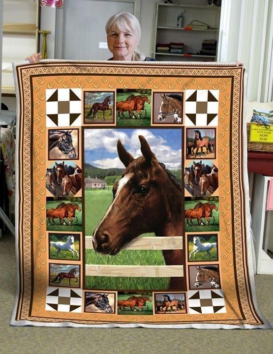 Horse Sherpa Fleece Blanket