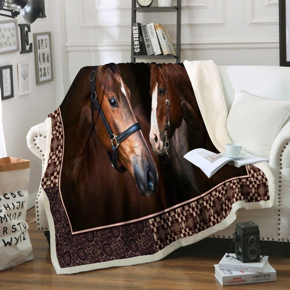 Horse Sherpa Fleece Blanket