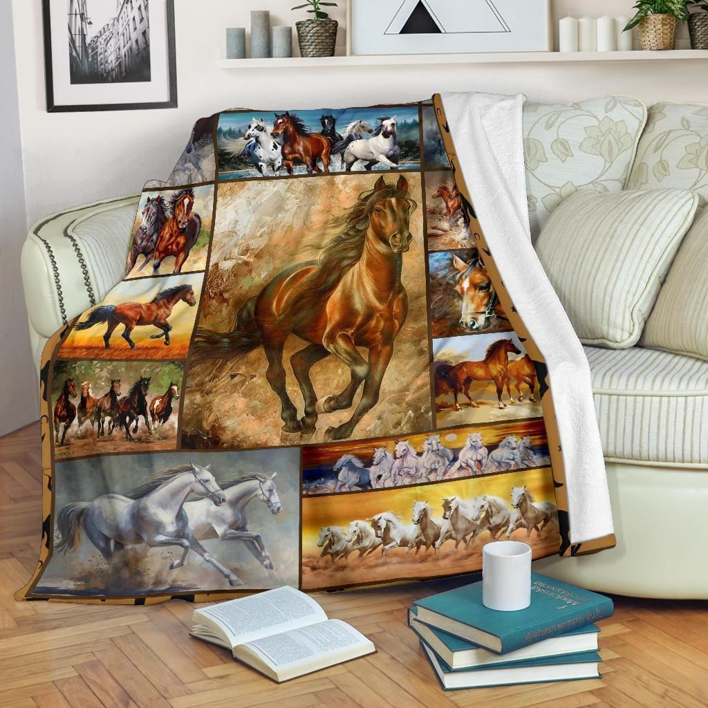 Horse Sherpa Fleece Blanket