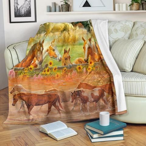 Horse Sherpa Fleece Blanket