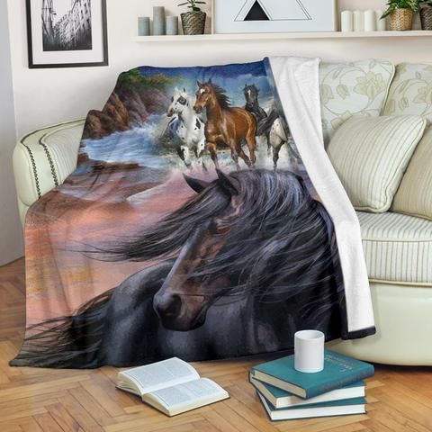 Horse Sherpa Fleece Blanket
