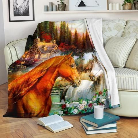 Horse Sherpa Fleece Blanket