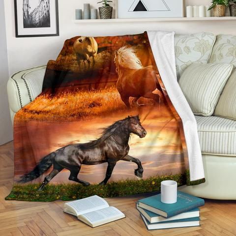 Horse Sherpa Fleece Blanket
