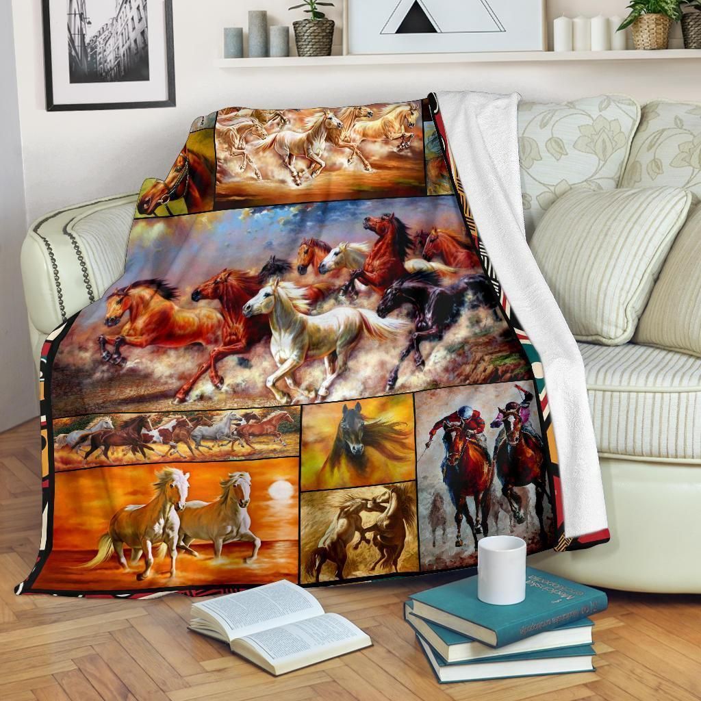 Horse Sherpa Fleece Blanket