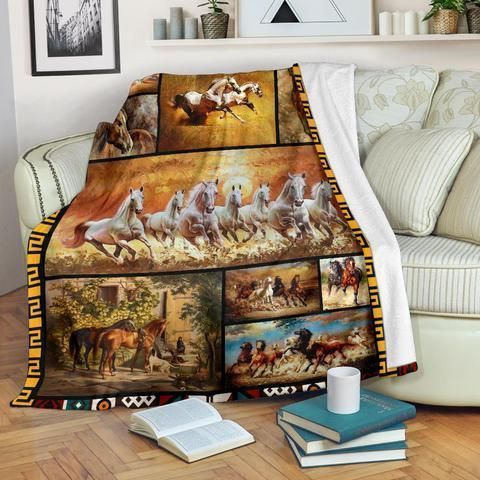 Horse Sherpa Fleece Blanket