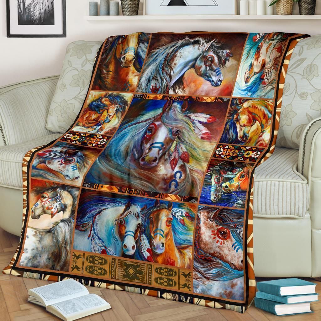 Horse Sherpa Fleece Blanket