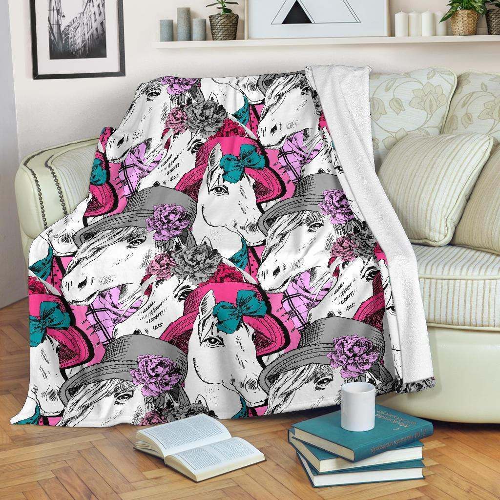 Horse Sherpa Fleece Blanket