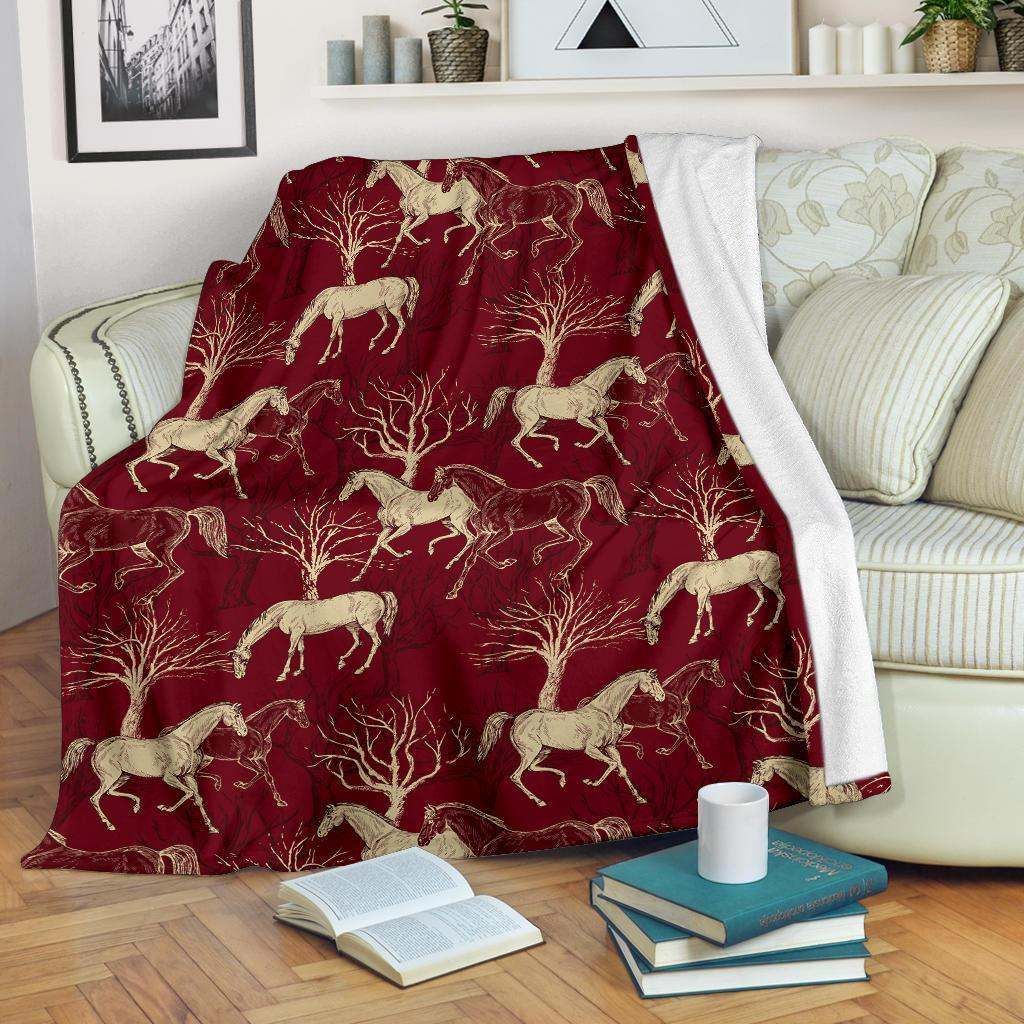Horse Sherpa Fleece Blanket