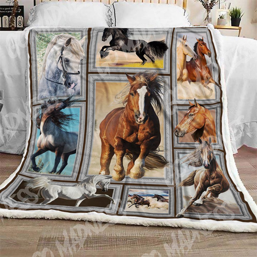 Horse Sherpa Fleece Blanket