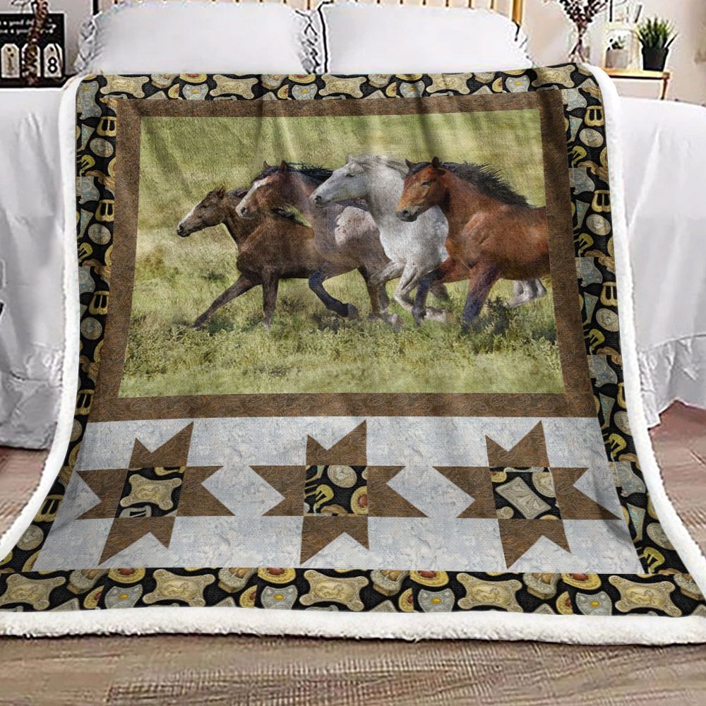 Horse Sherpa Fleece Blanket
