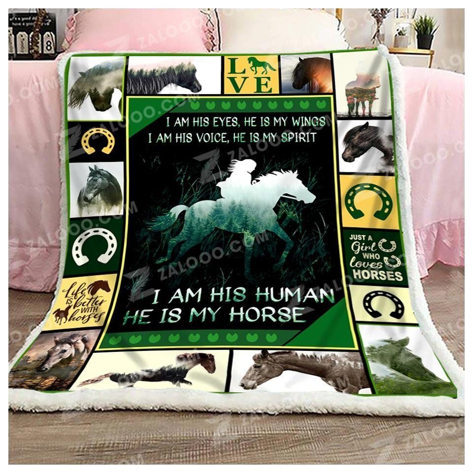 Horse Sherpa Fleece Blanket