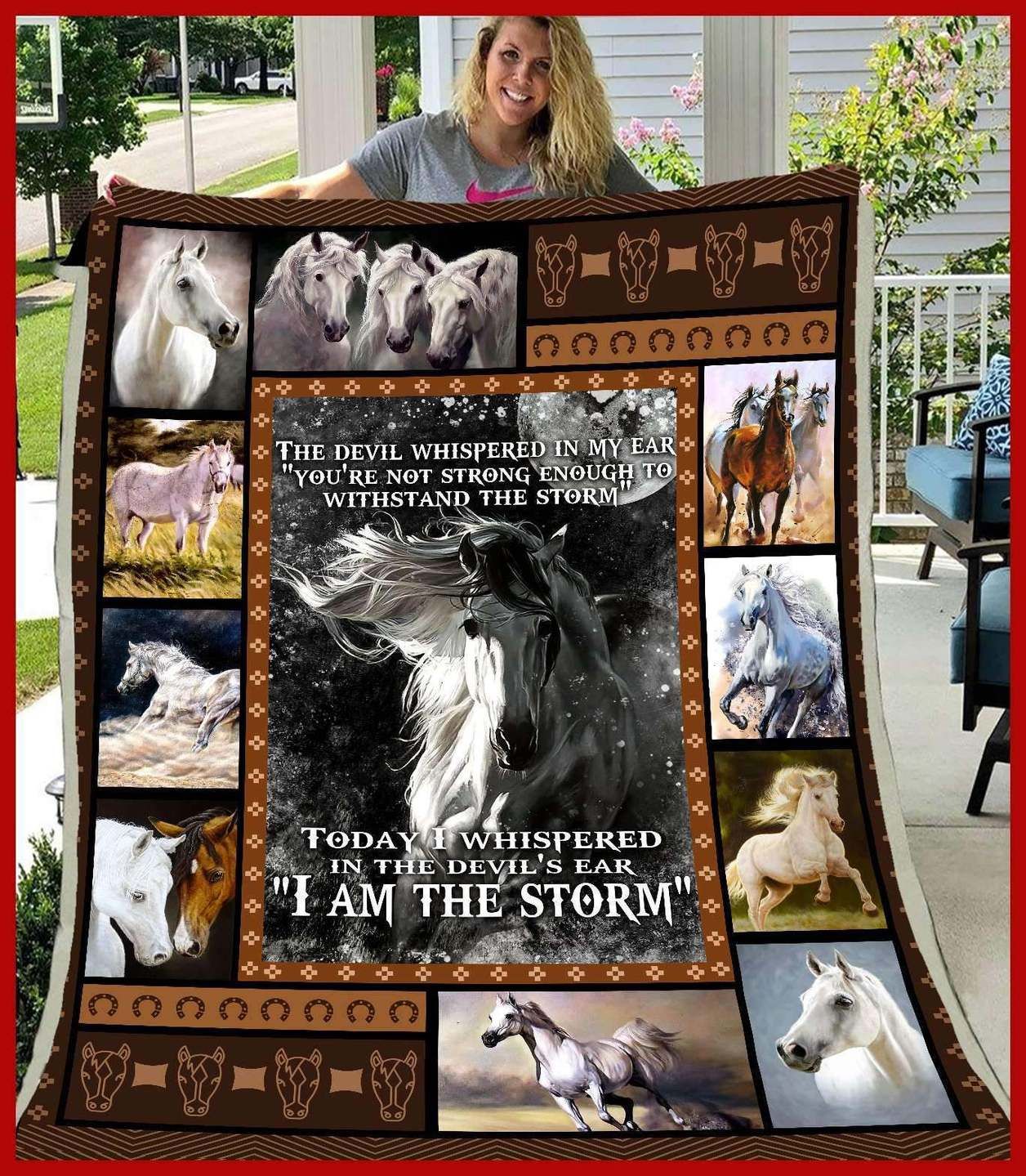 Horse Sherpa Fleece Blanket