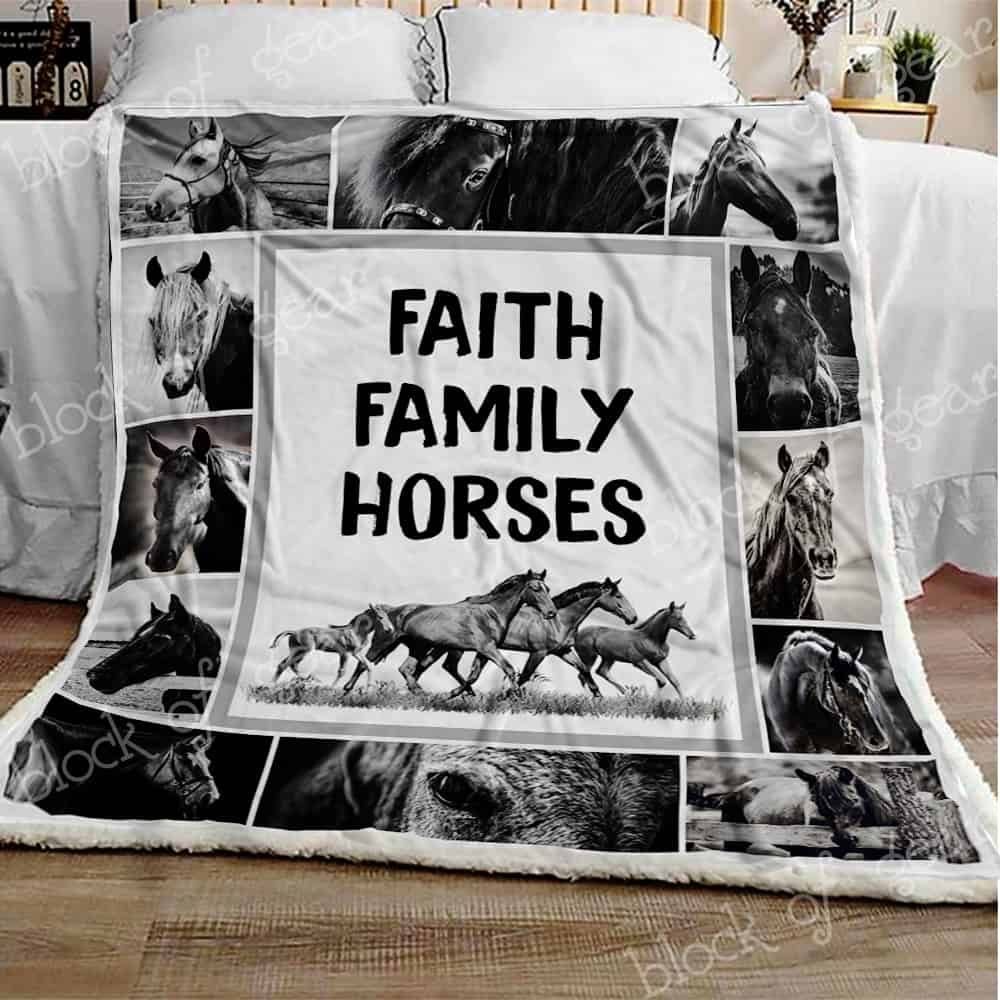 Horse Sherpa Fleece Blanket
