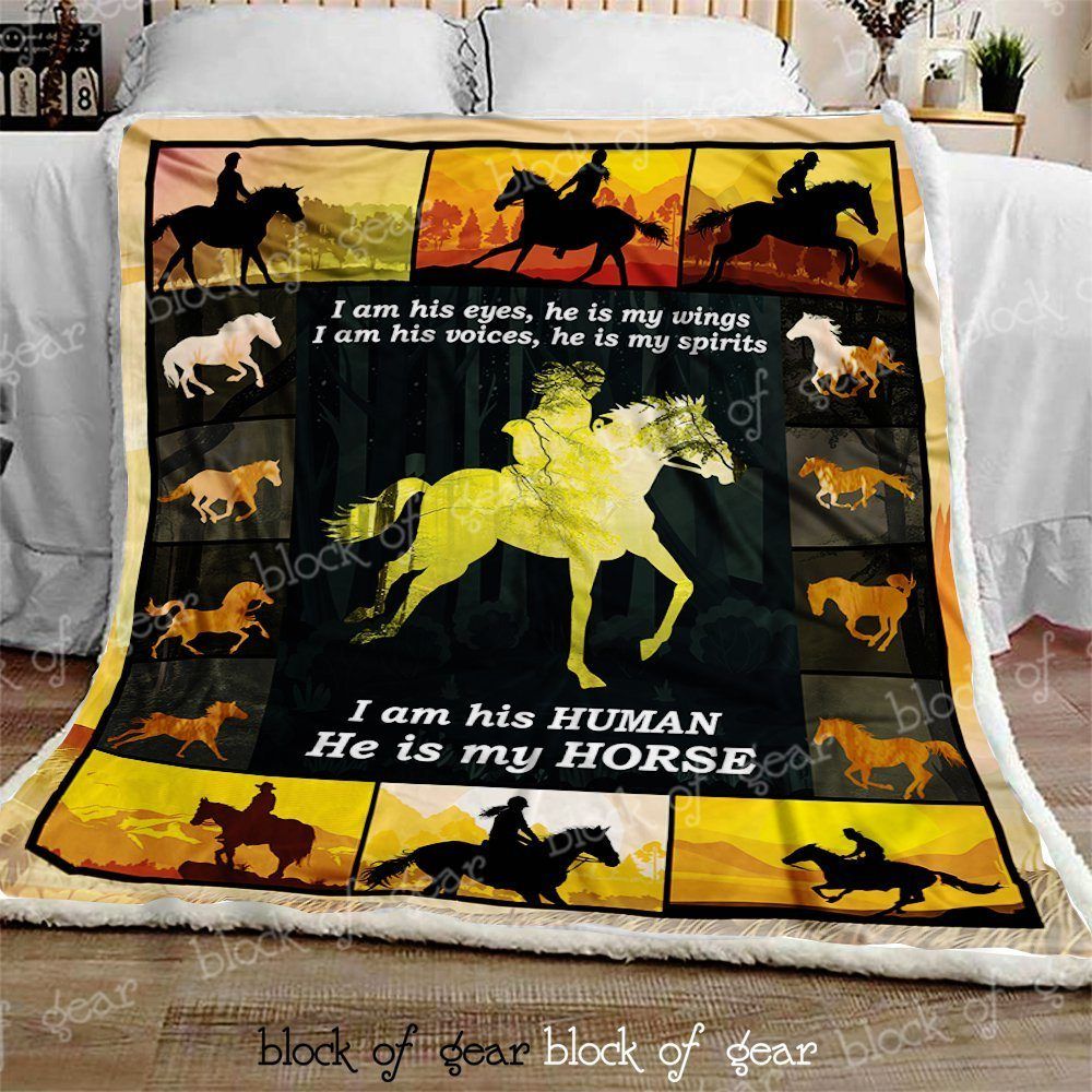Horse Sherpa Fleece Blanket