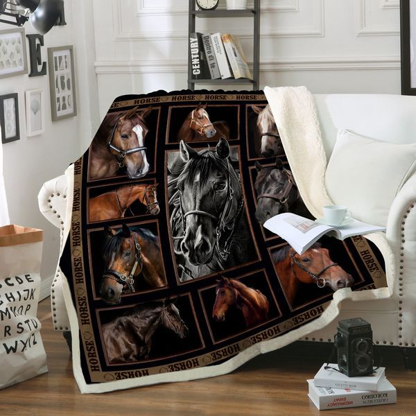 Horse Sherpa Fleece Blanket