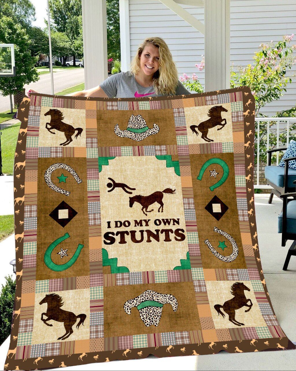 Horse Sherpa Fleece Blanket