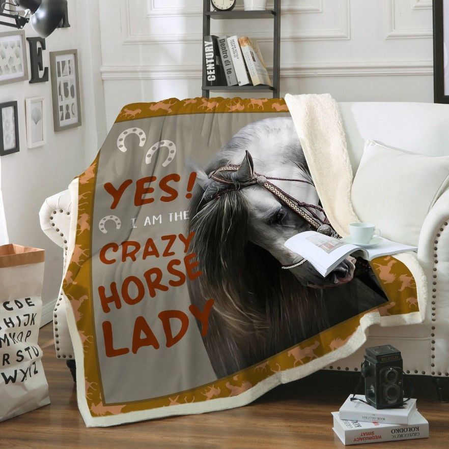 Horse Sherpa Fleece Blanket