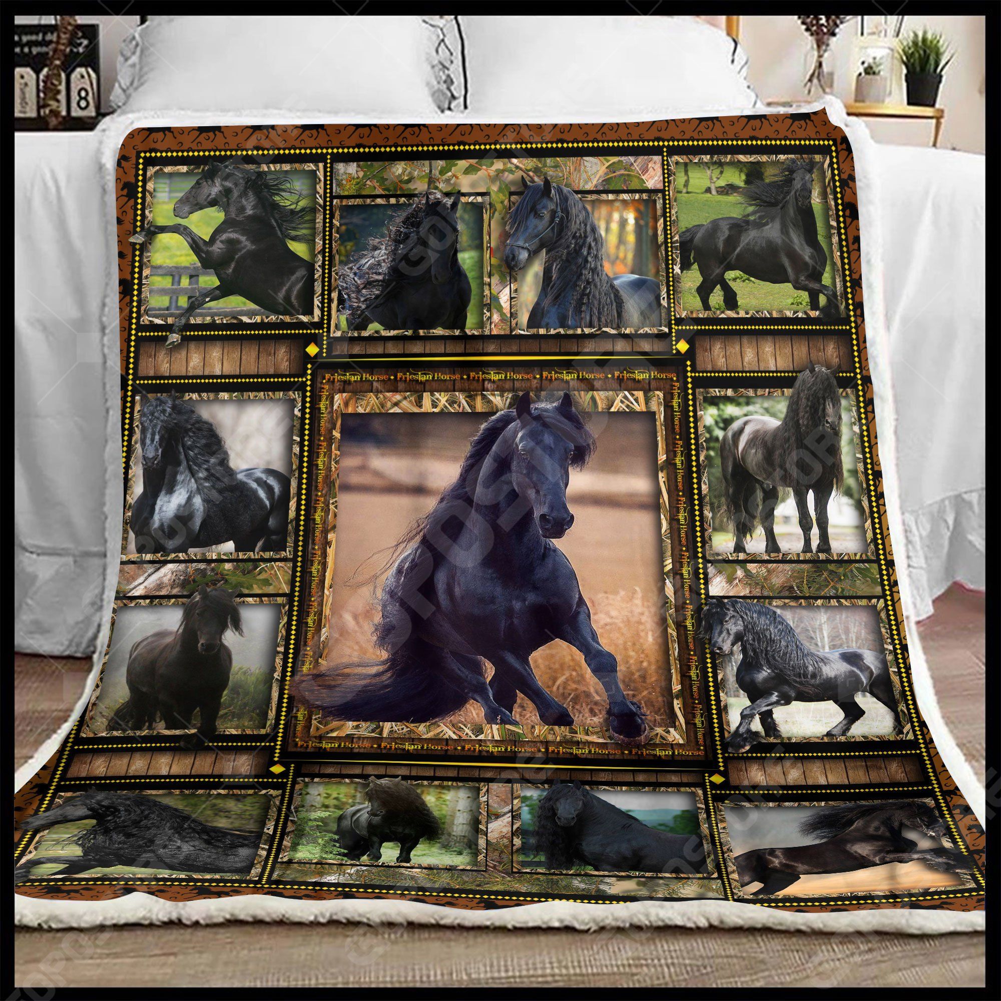 Horse Sherpa Fleece Blanket