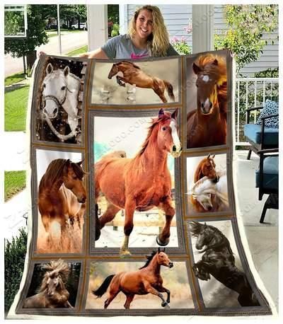 Horse Sherpa Fleece Blanket