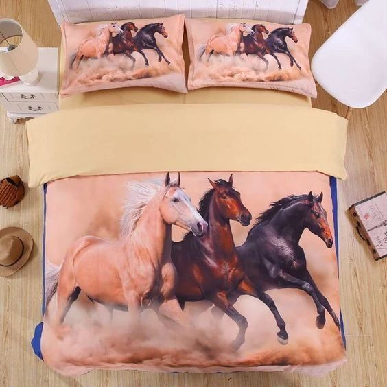 Horse Cotton Bed Sheets Spread Comforter Bedding Set