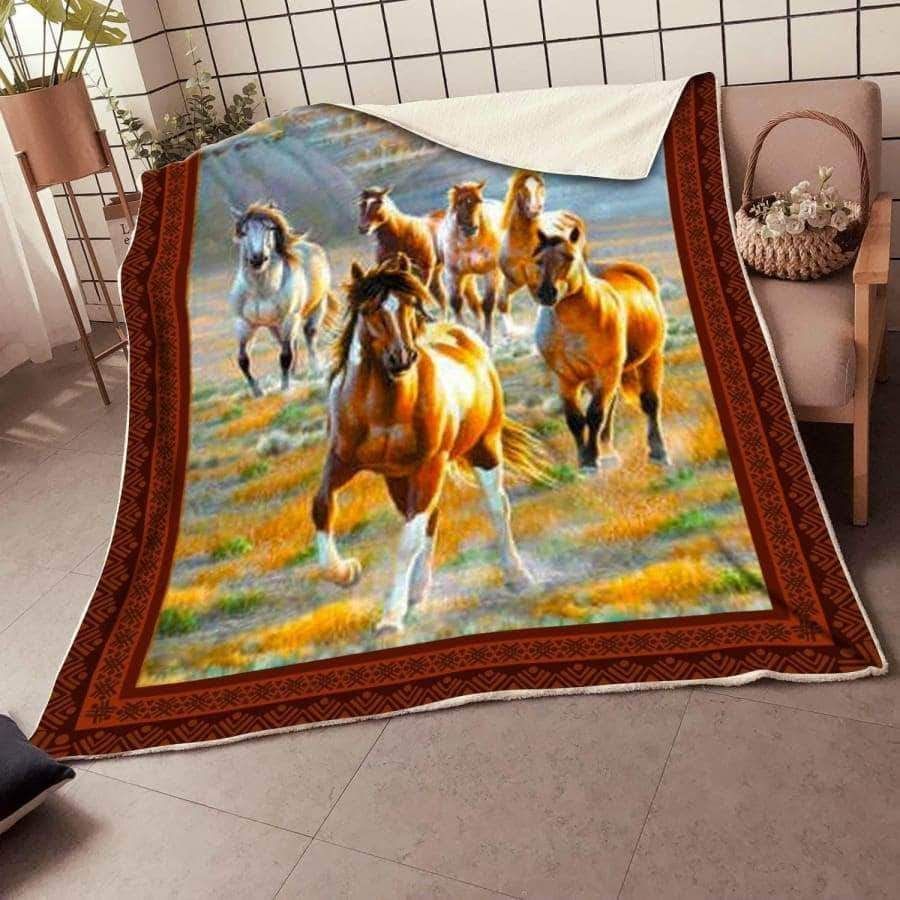 Horse Sherpa Fleece Blanket