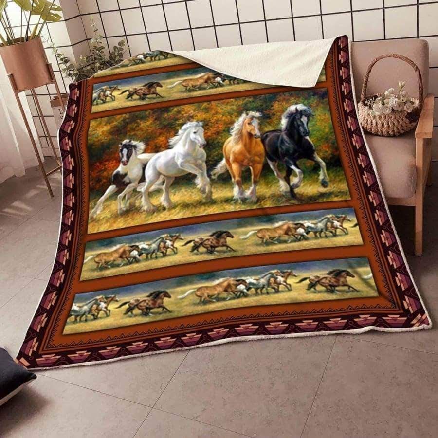 Horse Sherpa Fleece Blanket
