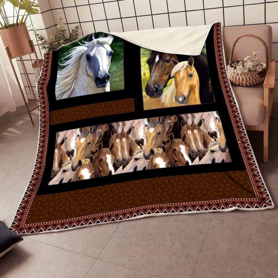 Horse Sherpa Fleece Blanket