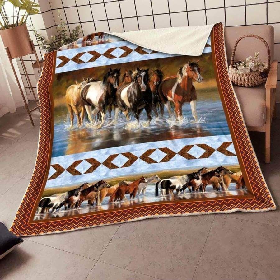 Horse Sherpa Fleece Blanket