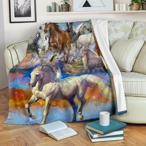 Horse Sherpa Fleece Blanket