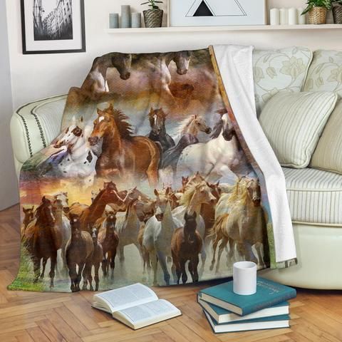 Horse Sherpa Fleece Blanket