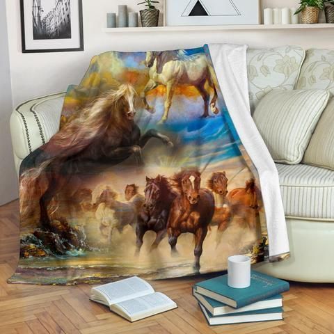 Horse Sherpa Fleece Blanket