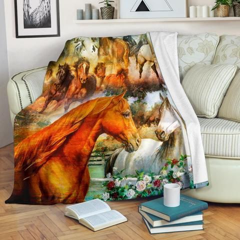 Horse Sherpa Fleece Blanket