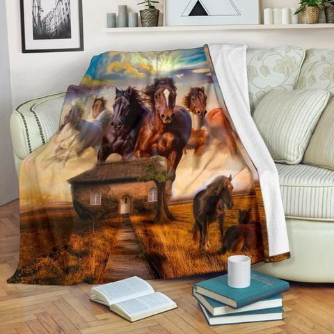 Horse Sherpa Fleece Blanket