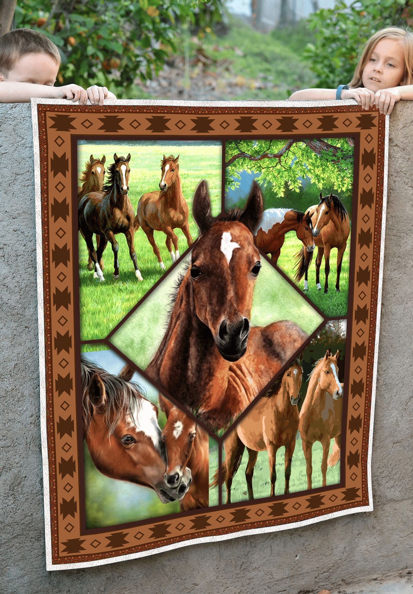 Horse Sherpa Fleece Blanket