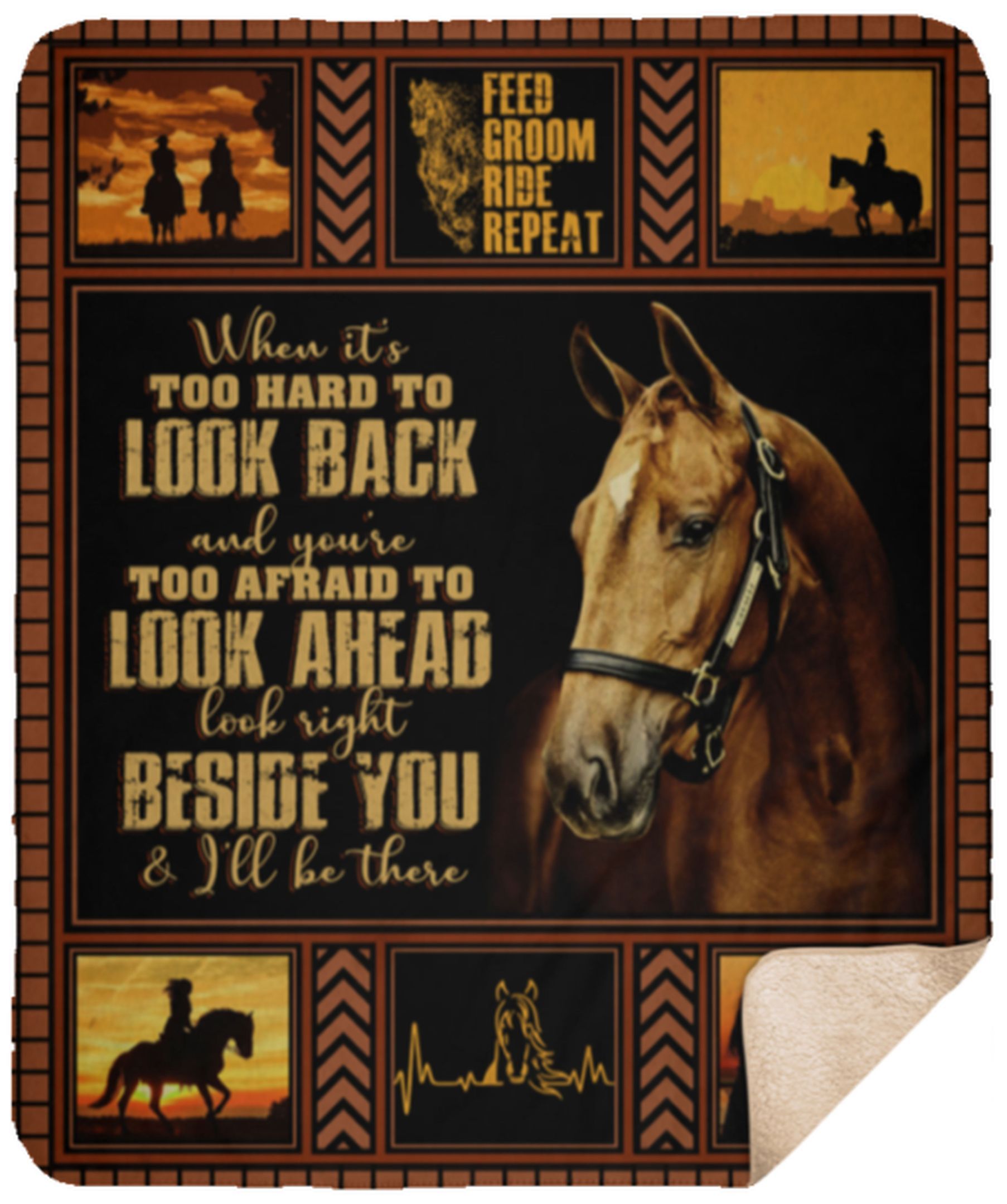 Horse Sherpa Fleece Blanket