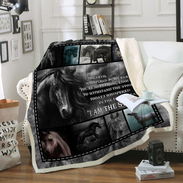 Horse Sherpa Fleece Blanket