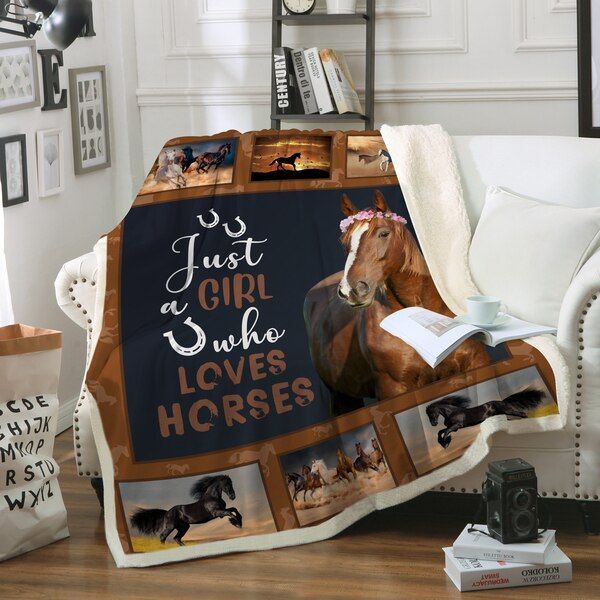 Horse Sherpa Fleece Blanket