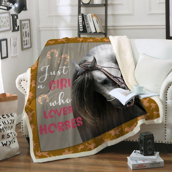 Horse Sherpa Fleece Blanket