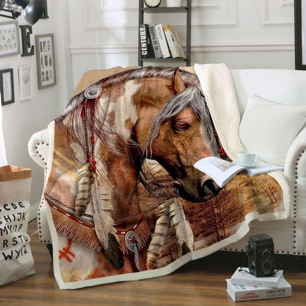 Horse Sherpa Fleece Blanket