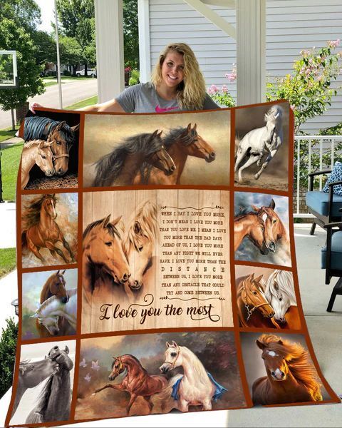 Horse Sherpa Fleece Blanket