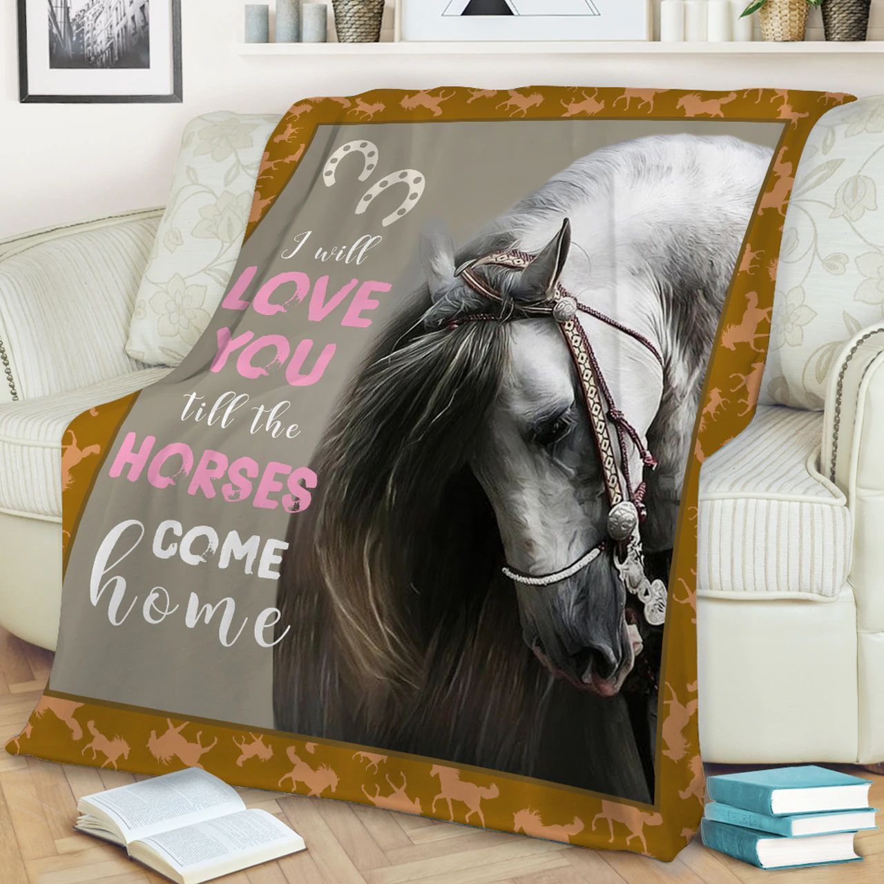 Horse Sherpa Fleece Blanket