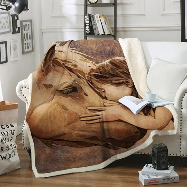 Horse Sherpa Fleece Blanket