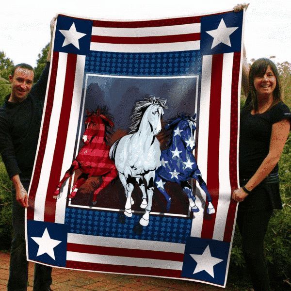 Horse Sherpa Fleece Blanket