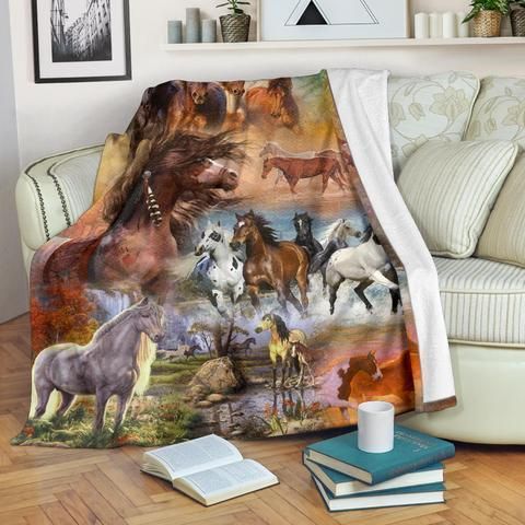 Horse Sherpa Fleece Blanket