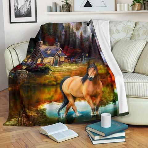 Horse Sherpa Fleece Blanket